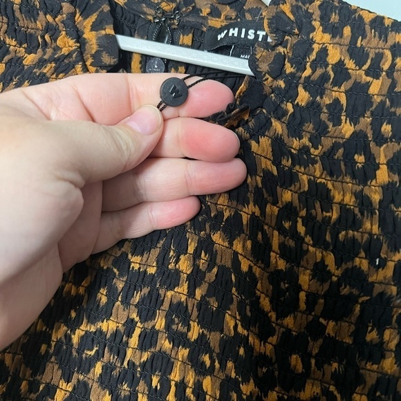 NWOT Whistles Women's Brown Classic Leopard Shirred Dress - Picture 7 of 13